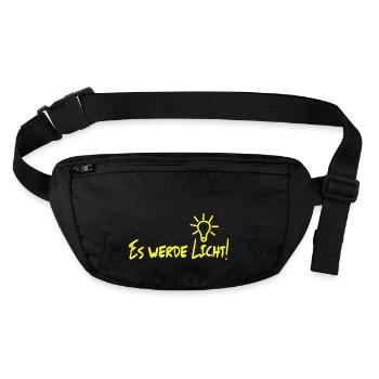 Es werde Licht! - Stanley/Stella recycelte Gürteltasche - Schwarz - Vorne