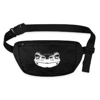 Frosch / Gesicht / Kopf / Portrait / Weiß - Stanley/Stella recycelte Gürteltasche - Schwarz - Vorne