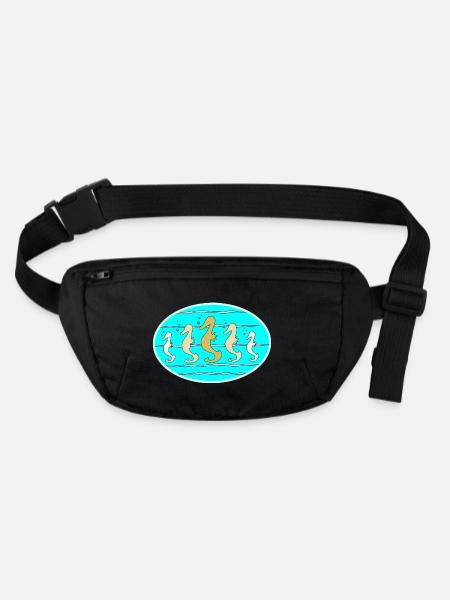 Sea horse - Stanley/Stella recycled Hip Bag  - black - Front