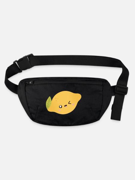 Lemon Kawaii - Stanley/Stella recycled Hip Bag  - black - Front