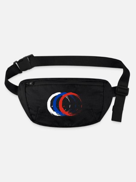 Circle brush flag russia flag colors vector - Stanley/Stella recycled Hip Bag  - black - Front