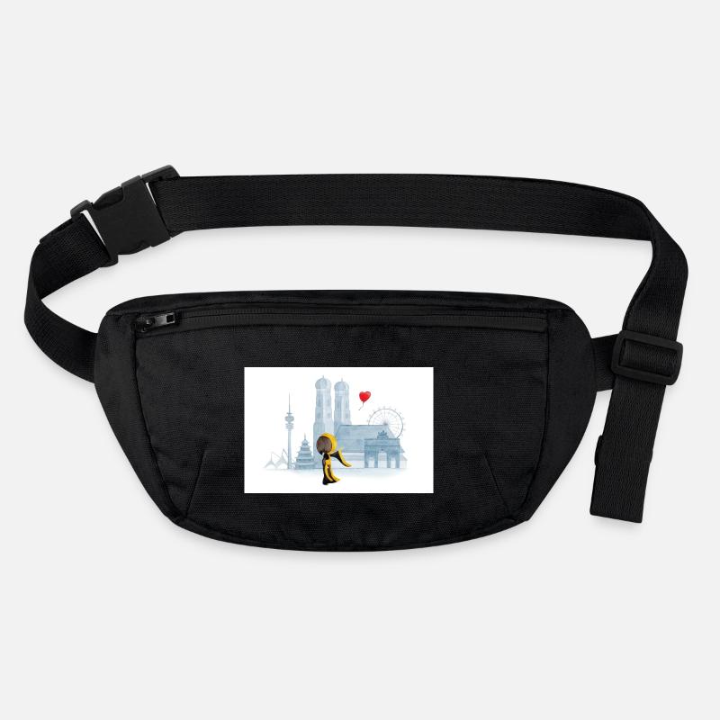 Münchner Kindl mit München Skyline - Stanley/Stella recycelte Gürteltasche - Schwarz