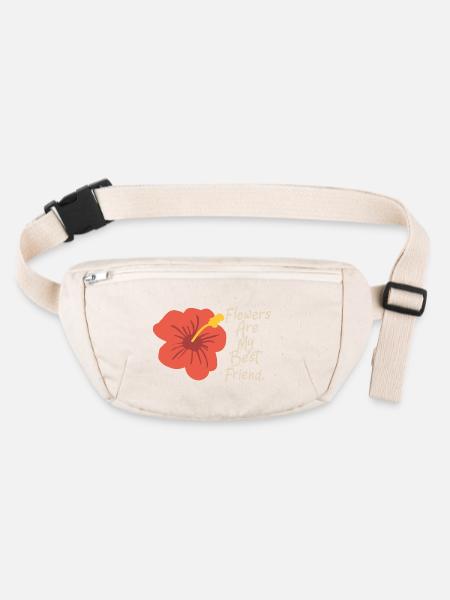 Blumen - Beste Freunde - Stanley/Stella recycelte Gürteltasche - Naturweiß - Vorne