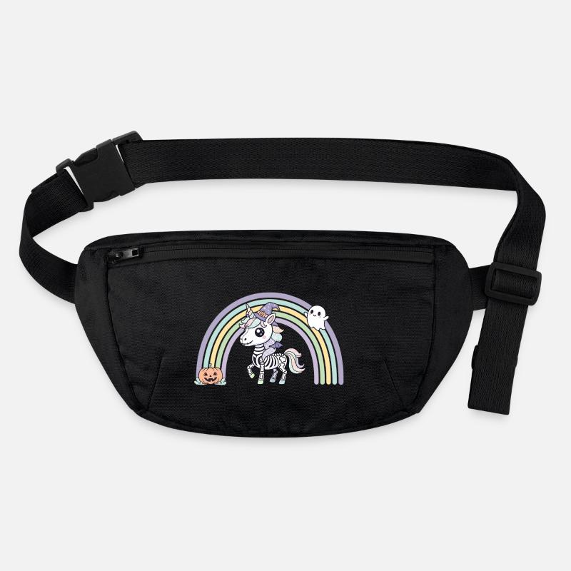 BOHO Skelett‑Einhorn mit Regenbogen – Halloween  Stanley/Stella recycelte Gürteltasche