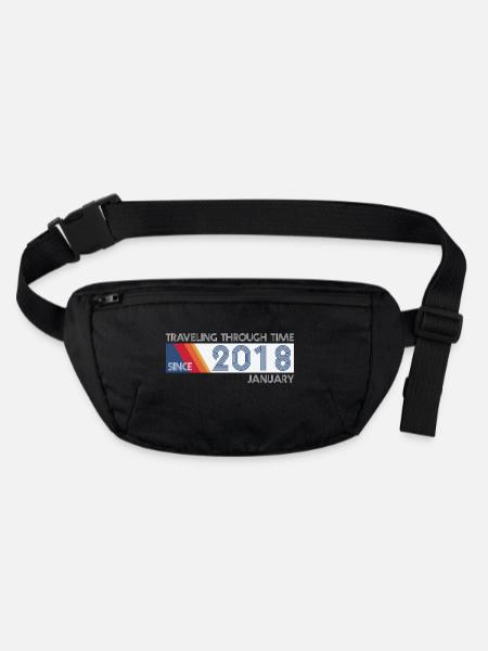 Funny Time Travel Birthday Design January 2018 - Stanley/Stella recycled Hip Bag  - black - Front