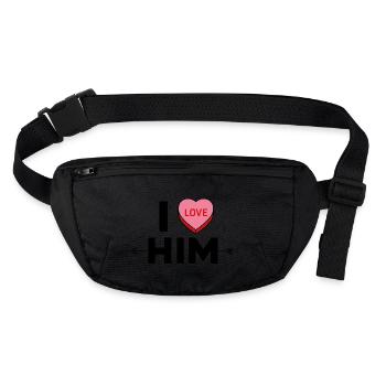 "I love him" / V-Day - Stanley/Stella recycled Hip Bag  - black - Front