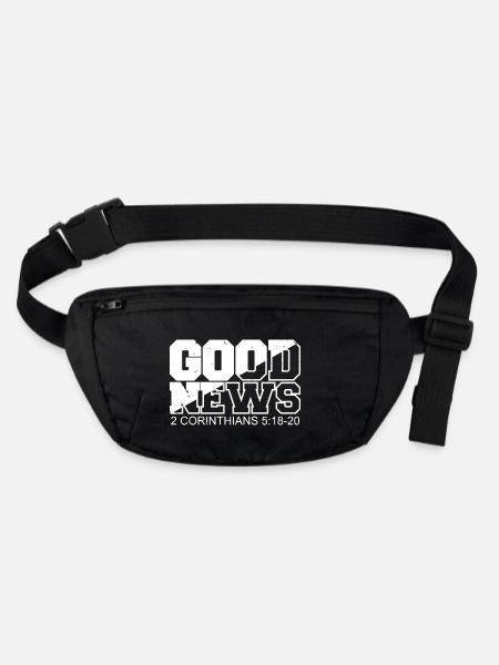 GOOD NEWS Bibelvers Spruch - Stanley/Stella recycelte Gürteltasche - Schwarz - Vorne
