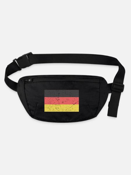 Deutschlandfahne verkratzt Vintage Retro Flagge - Stanley/Stella recycelte Gürteltasche - Schwarz - Vorne