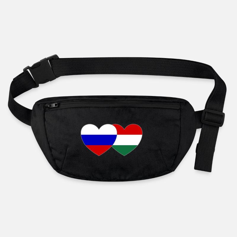 Russie Hongrie Drapeau Cœur Sac banane recyclé Stanley/Stella