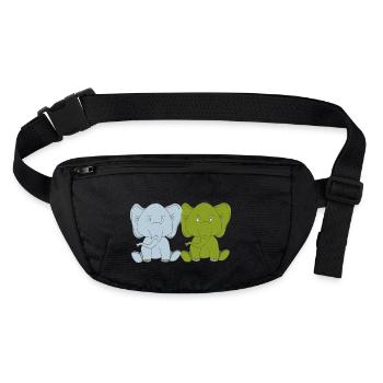 Deux bébés éléphants - Sac banane recyclé Stanley/Stella - noir - Devant
