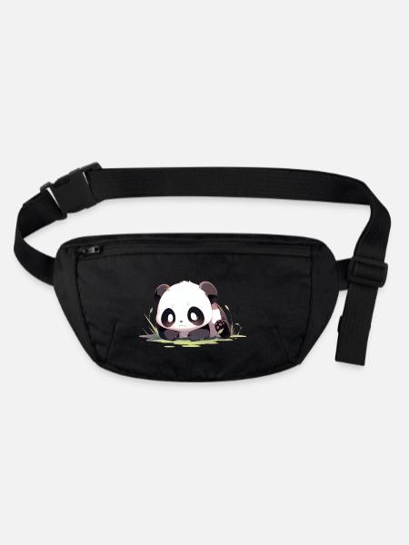 Adorable Panda - Stanley/Stella recycled Hip Bag  - black - Front
