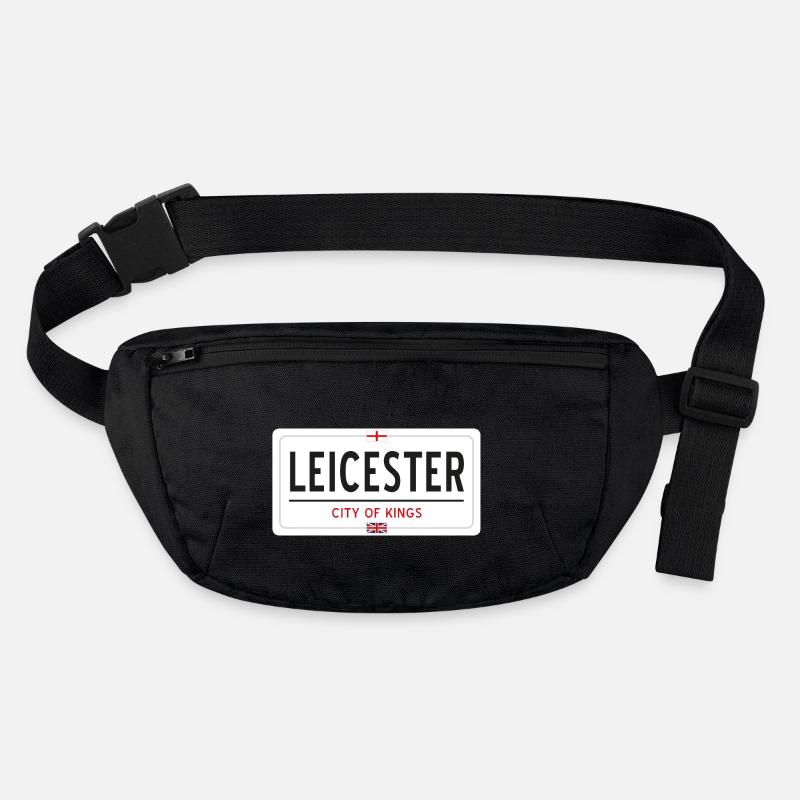 Ortsschild von Leicester - Stanley/Stella recycelte Gürteltasche - Schwarz