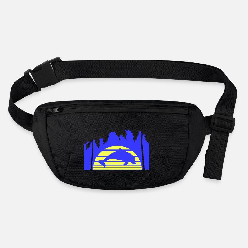 dauphin lignes de saut soleil palmiers silhouette cool Sac banane recyclé Stanley/Stella