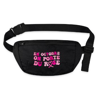 Octobre rose solidarité cancer du sein cadeau - Sac banane recyclé Stanley/Stella - noir - Devant