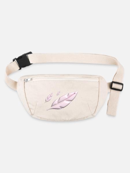 PINK FEATHERS FALLING - Stanley/Stella recycelte Gürteltasche - Naturweiß - Vorne