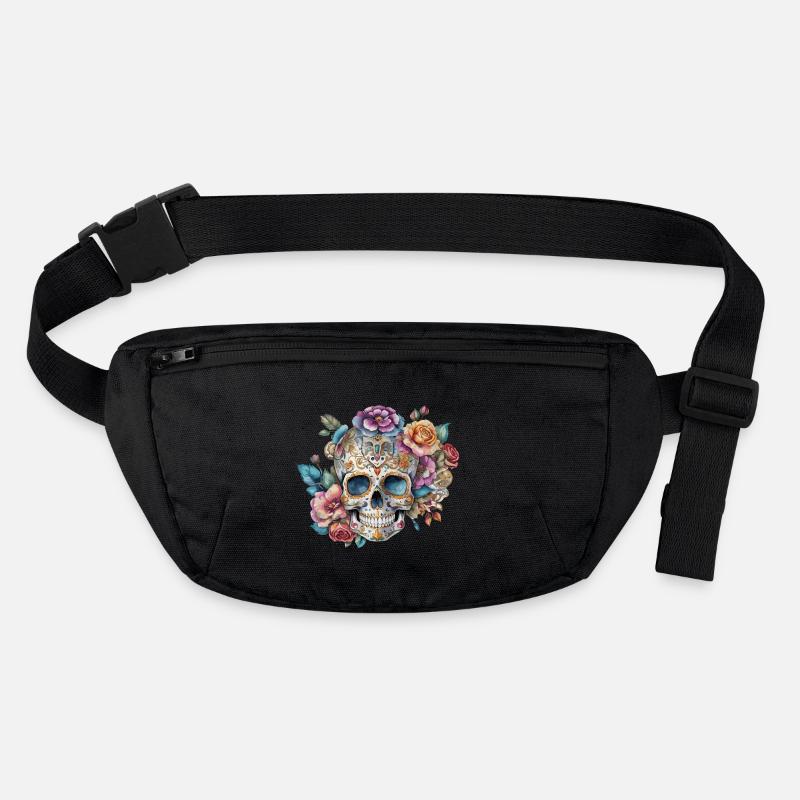 skull, romantic, flower, vintage, rose, tatoo art Stanley/Stella recycled Hip Bag 