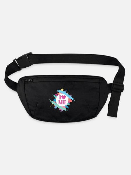 I Love Me Selbstvertrauen Ich Liebe Mich Herz - Stanley/Stella recycelte Gürteltasche - Schwarz - Vorne