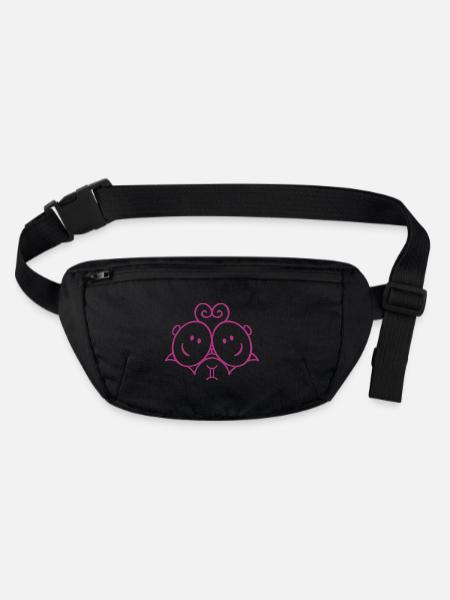 Gémeaux / Gémeaux / Zodiaque / Naissance - Sac banane recyclé Stanley/Stella - noir - Devant