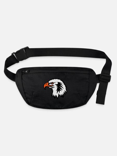 aigle tete eagle dessin face cartoon 702 - Sac banane recyclé Stanley/Stella - noir - Devant