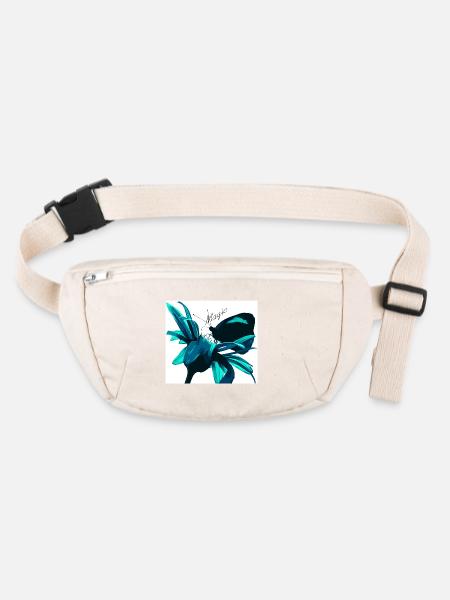Teal Magic Flower Print - Stanley/Stella recycled Hip Bag  - natural - Front