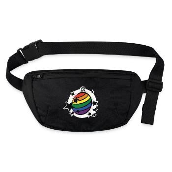 Regenbogen Kugel / Weihnachten / Sterne / Xmas - Stanley/Stella recycelte Gürteltasche - Schwarz - Vorne
