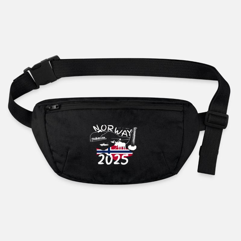 Norwegen 2025 Heilbutt mit Bergen und Elch Angeln - Stanley/Stella recycelte Gürteltasche - Schwarz