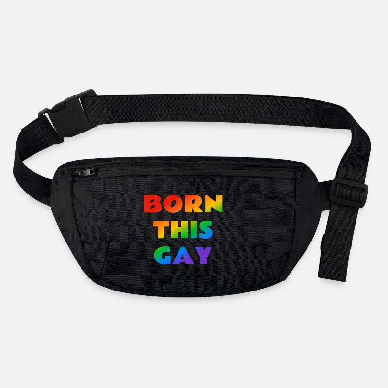 Born this gay rainbow text Stanley/Stella recycled Hip Bag 