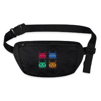 Vier Farben Katzen / Des chats comme Warhol - Sac banane recyclé Stanley/Stella - noir - Devant