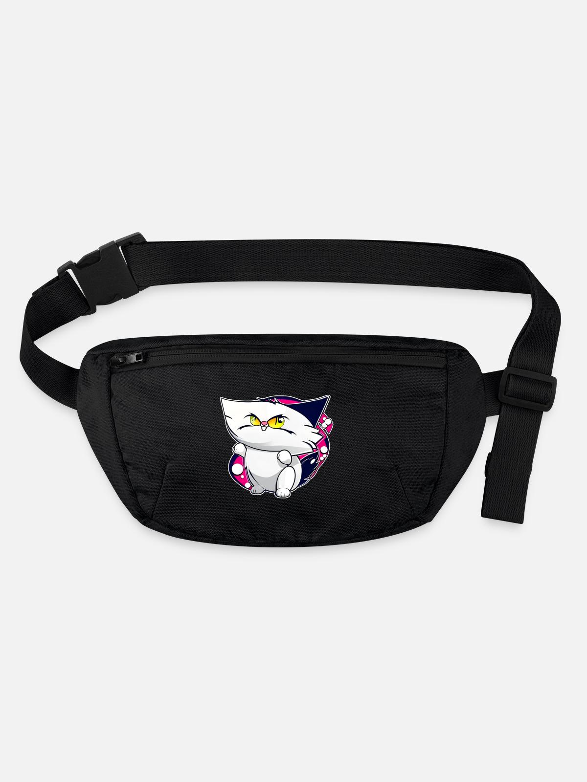 Crazy Cat - Stanley/Stella recycled Hip Bag  - black - Front