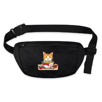 Chat asiatique mignon et nouilles ramen - Sac banane recyclé Stanley/Stella - noir - Devant