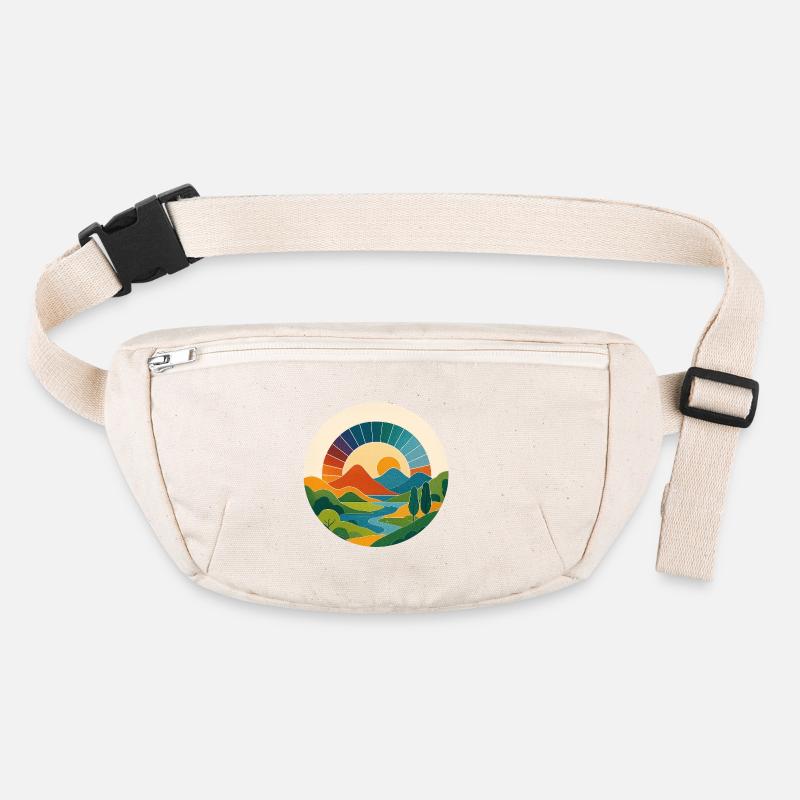 Retro Landschaft – Bunter Sonnenbogen im Kreis Stanley/Stella recycelte Gürteltasche