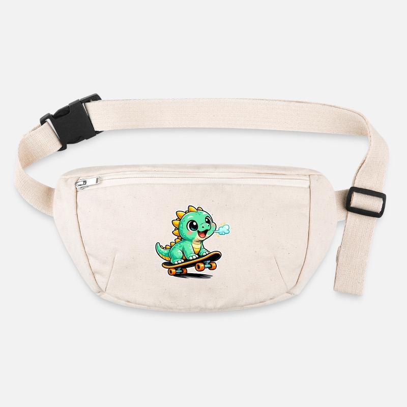 Grüner Dino Skateboardheld Stanley/Stella recycelte Gürteltasche