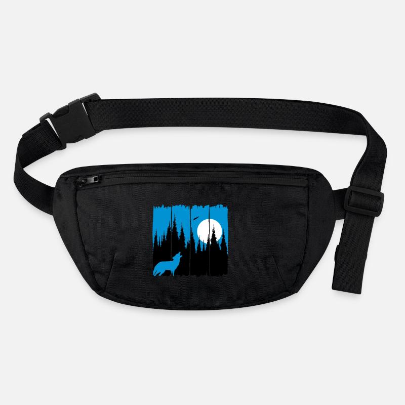 Wolf vor Mond/Sonne Waldbewohner Waldtier Geschenk Stanley/Stella recycelte Gürteltasche