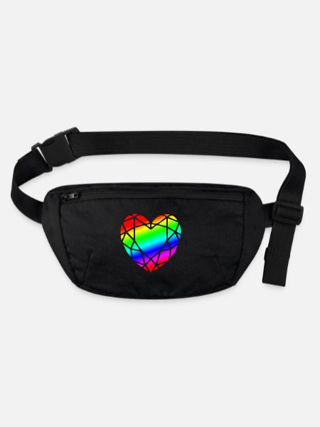 LGBTQ Pride Herz Diamantform - Stanley/Stella recycelte Gürteltasche - Schwarz - Vorne