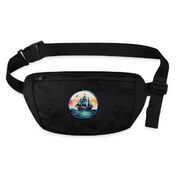Aquarell Sailingship - Stanley/Stella recycelte Gürteltasche - Schwarz - Vorne
