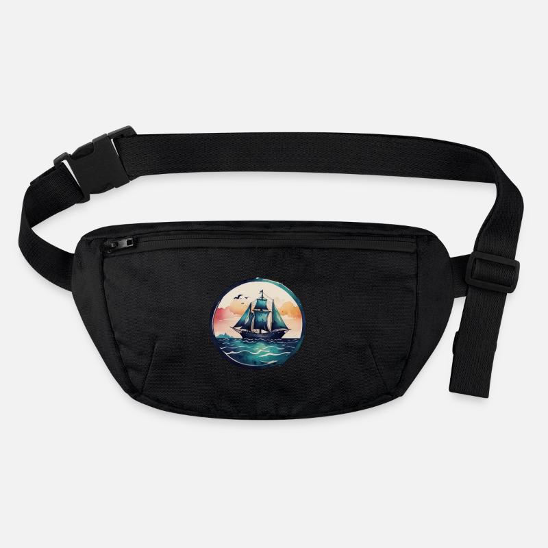 Aquarell Sailingship - Stanley/Stella recycelte Gürteltasche - Schwarz