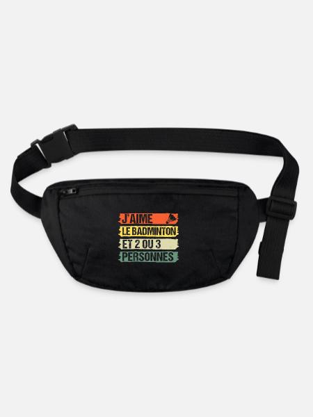 J' aime le badminton humour badiste cadeau vintage - Sac banane recyclé Stanley/Stella - noir - Devant