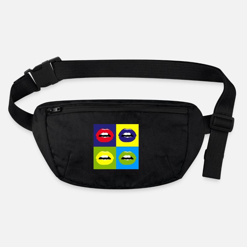 Pop Art / Comic: Kiss, lips, lipstick Stanley/Stella recycled Hip Bag 