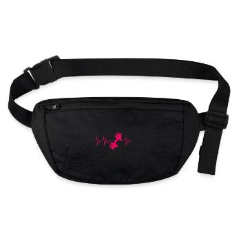 ECG de battement de coeur d'haltère - Sac banane recyclé Stanley/Stella - noir - Devant
