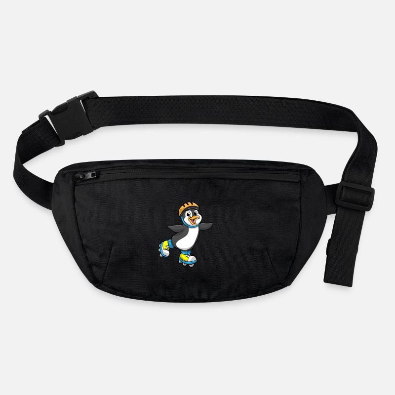 Pingouin en tant que patineur à roues alignées avec un casque de patin à roues alignées Sac banane recyclé Stanley/Stella