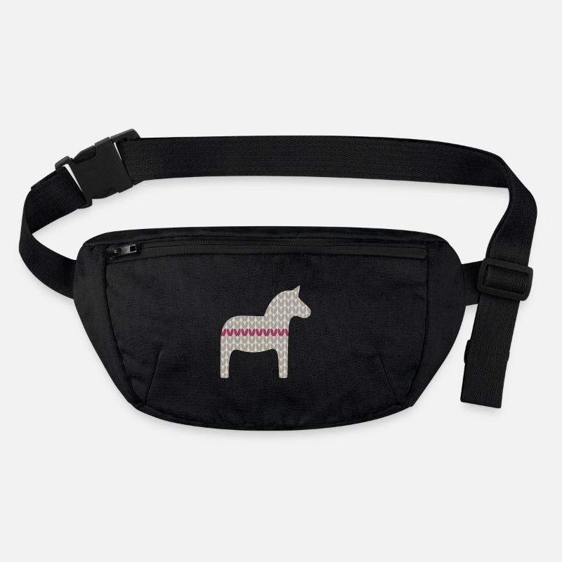 Dalapferd Strickmuster Weihnachten rot grau skandi Stanley/Stella recycelte Gürteltasche