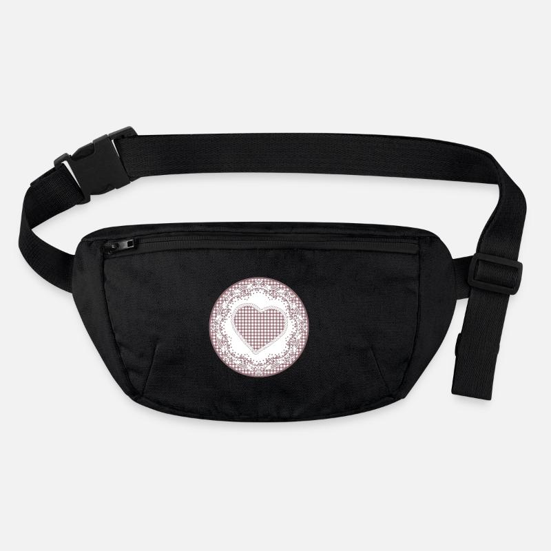 Nostalgie Tortenspitze Etikett in Altrosa mit Herz Stanley/Stella recycelte Gürteltasche