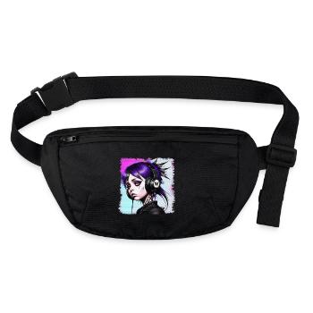 Punk Mädchen mit Kopfhörern HerzAufShirt, H.A.S.H. - Stanley/Stella recycelte Gürteltasche - Schwarz - Vorne