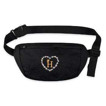 Buchstabe H, Monogramm, Herz, personalisierbar - Stanley/Stella recycelte Gürteltasche - Schwarz - Vorne