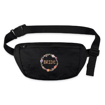 Team Bride! Floral wreath, colorful, customizable - Stanley/Stella recycled Hip Bag  - black - Front