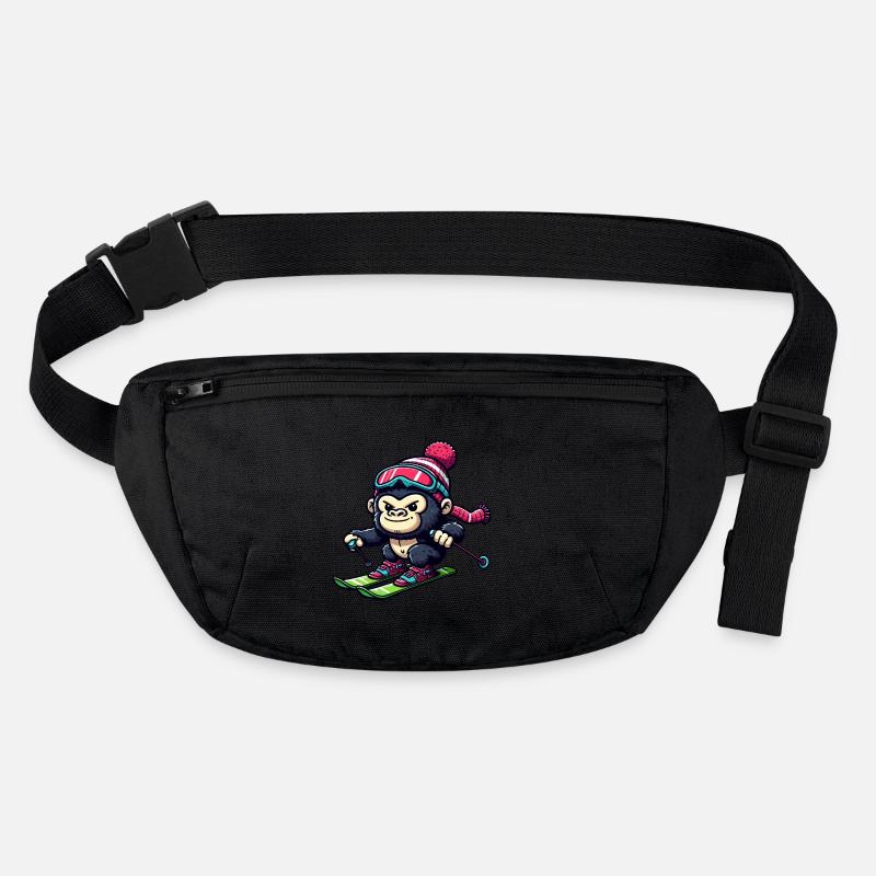 Monkey Gorilla Chimpanzee Ski Holiday Skier Design Stanley/Stella recycled Hip Bag 