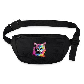 Chat cool - Sac banane recyclé Stanley/Stella - noir - Devant