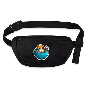 Une soupe de nouilles aux champignons dans le style kawaii - Sac banane recyclé Stanley/Stella - noir - Devant
