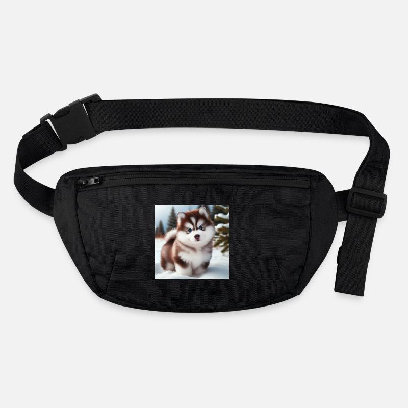 Chiot husky sibérien dans la neige Sac banane recyclé Stanley/Stella