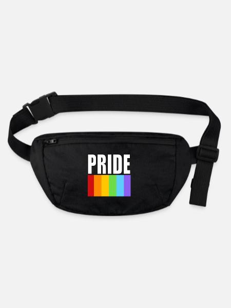 Pride Regenbogenflagge sauberes Design mit fettem Text - Stanley/Stella recycelte Gürteltasche - Schwarz - Vorne